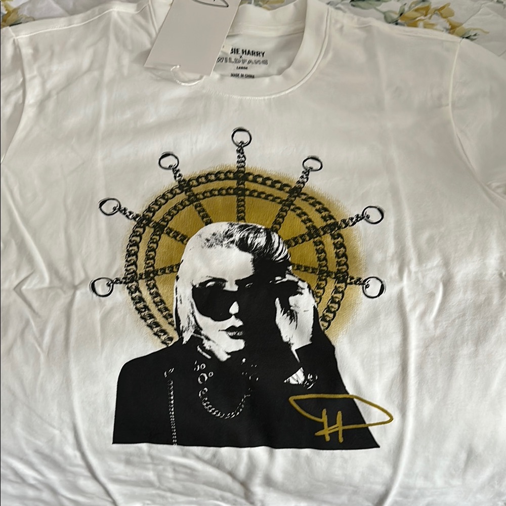 Wildfang White Tee with Black and Gold Graphic